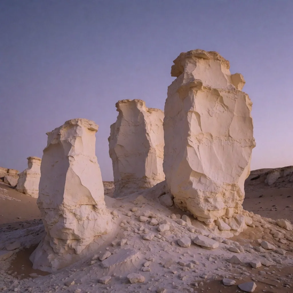 Desert limestone formation at blue hour