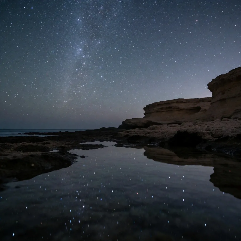 Starlit desert night sky with Milky Way