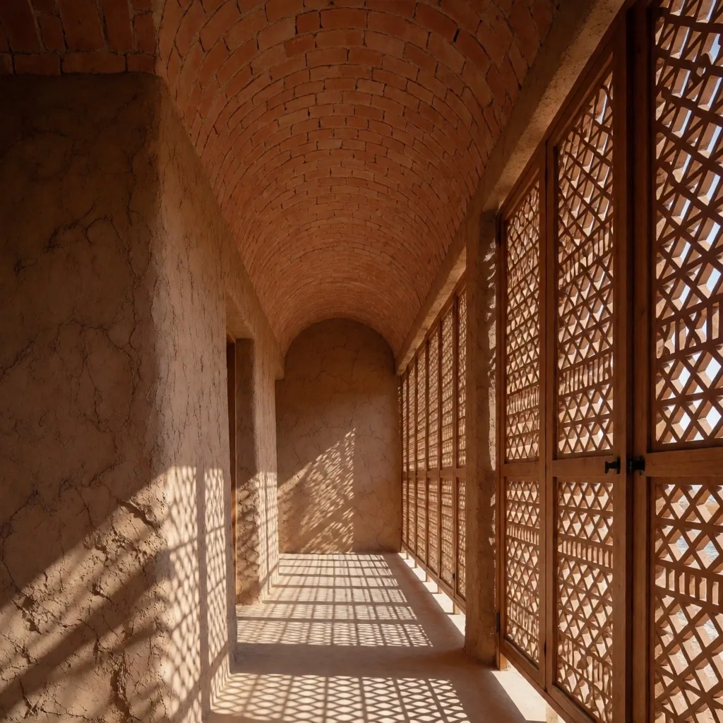 Traditional desert architecture with shaded courtyard