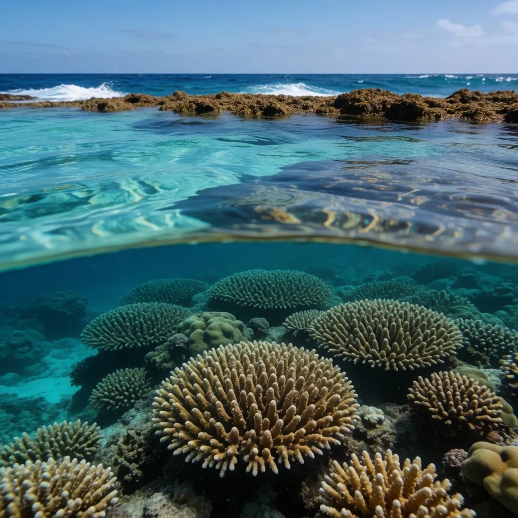 Fringing reef underwater in clear turquoise water