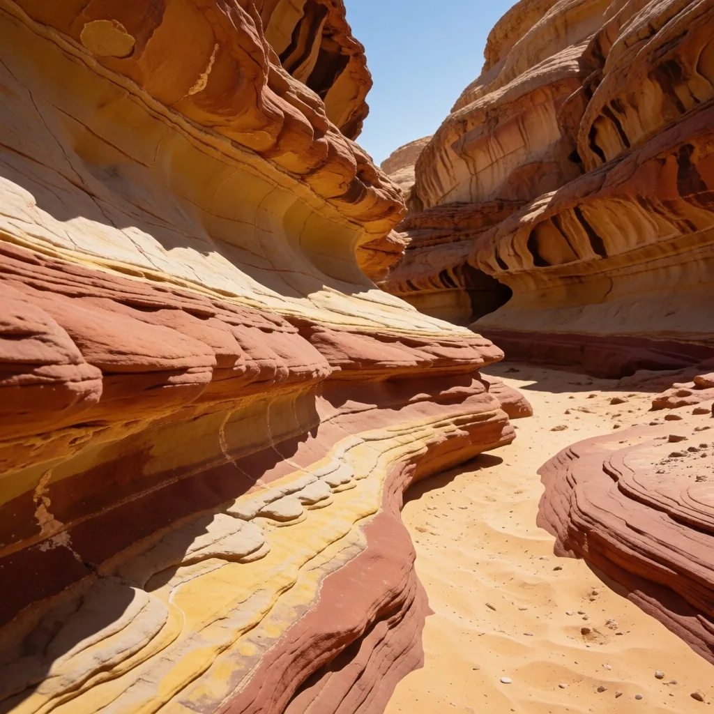 Sandstone canyon with layered red and yellow walls