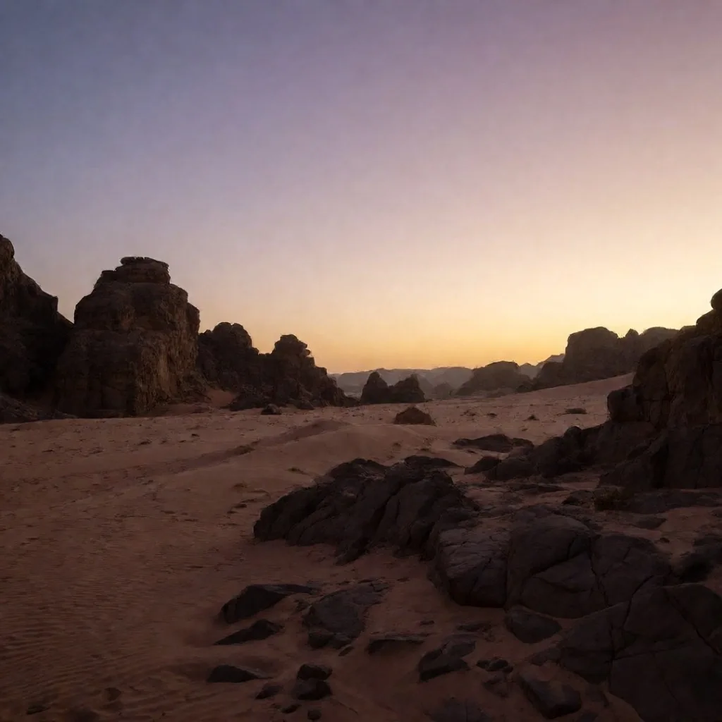 Camera framing desert dunes at blue hour